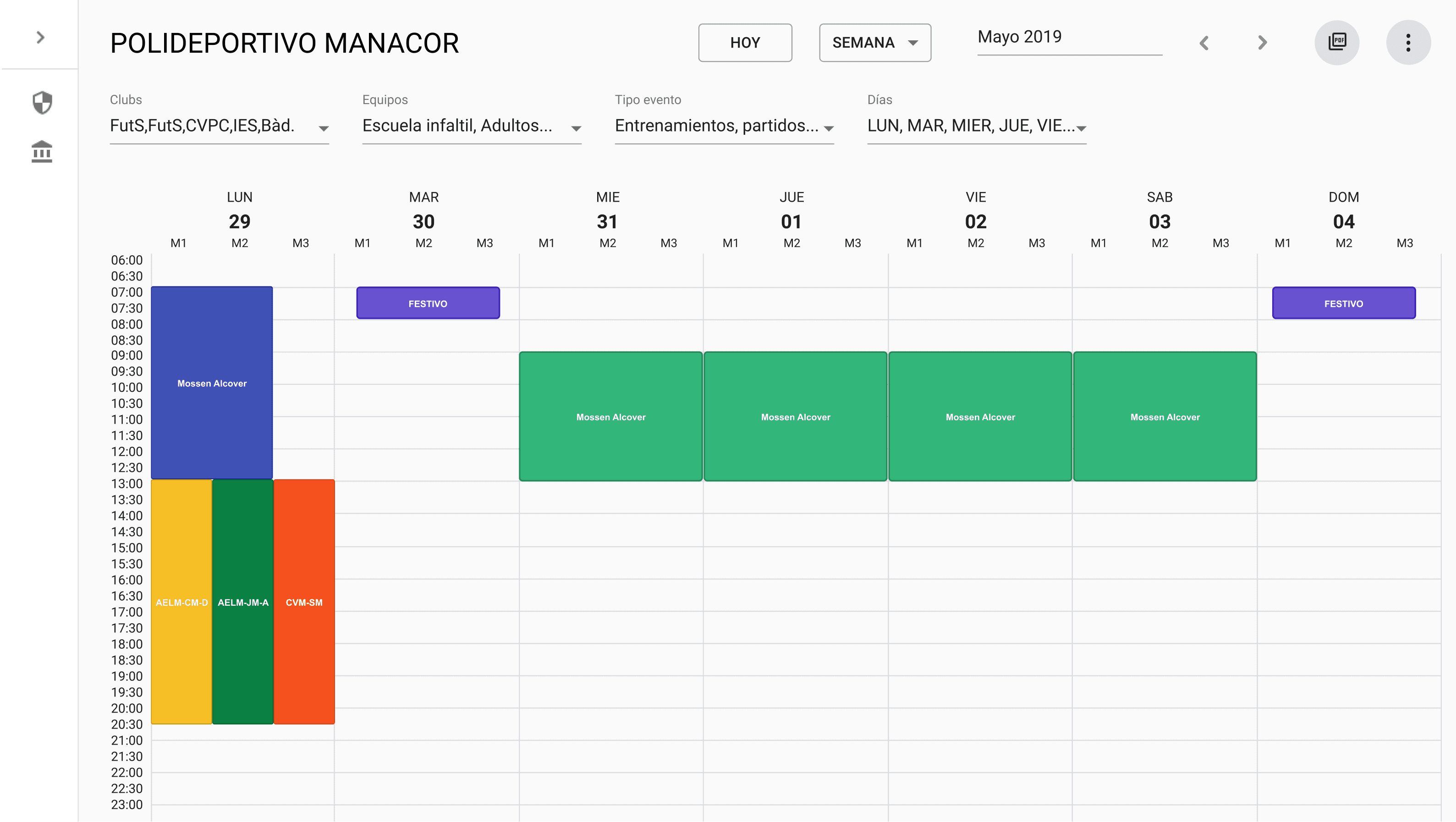 Calendario deportivo Ayuntamiento de Manacor